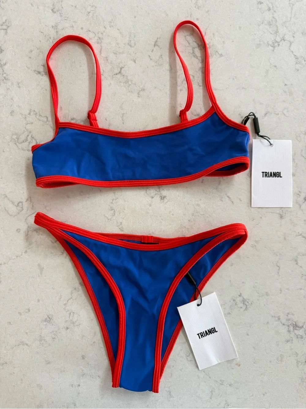 triangl swimwear Blue Bikini with Red Trim - Picture 1 of 7